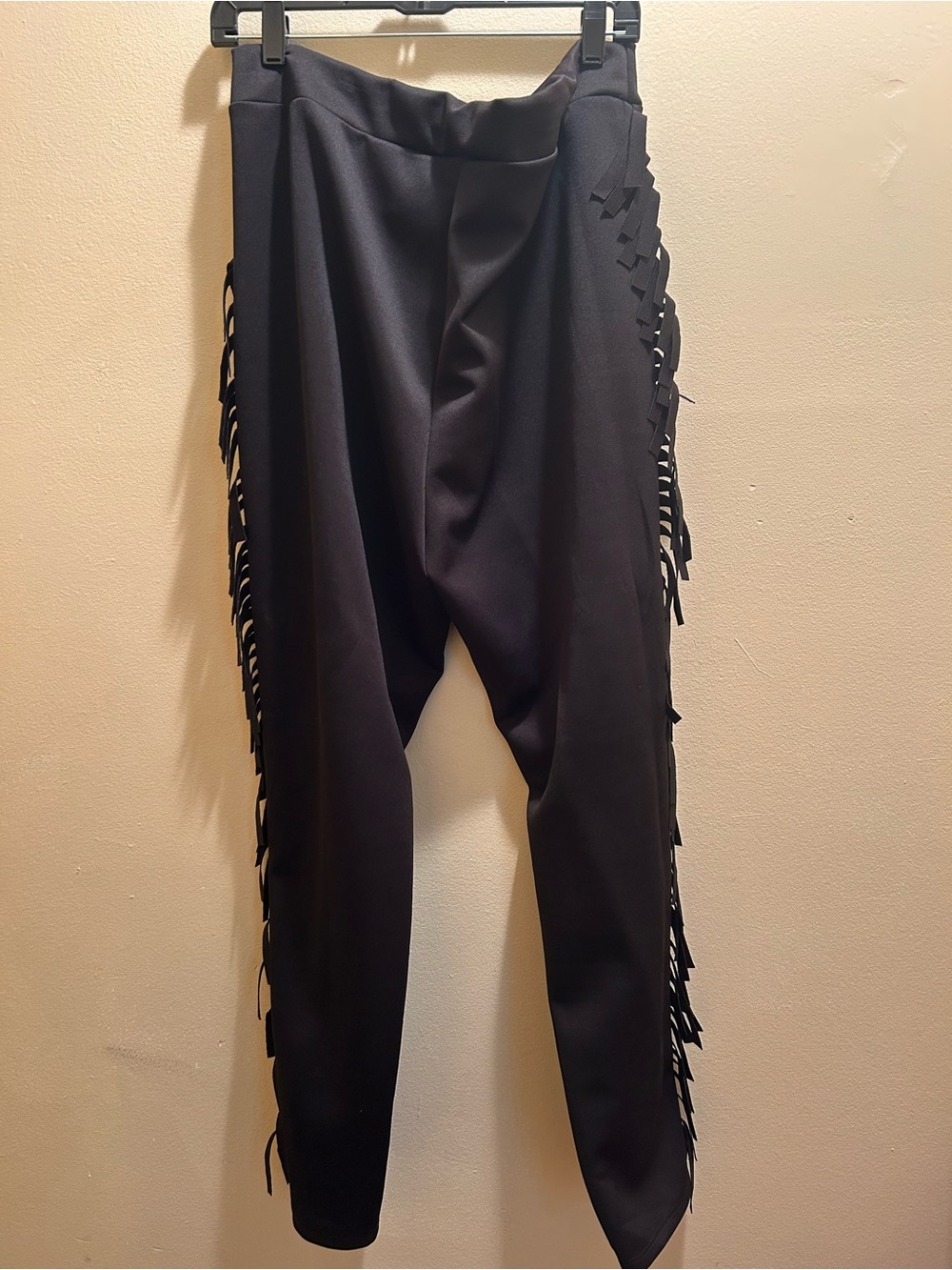 Black Fringe Side Leggings